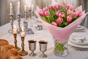 זר טוליפים ורוד אופטימי