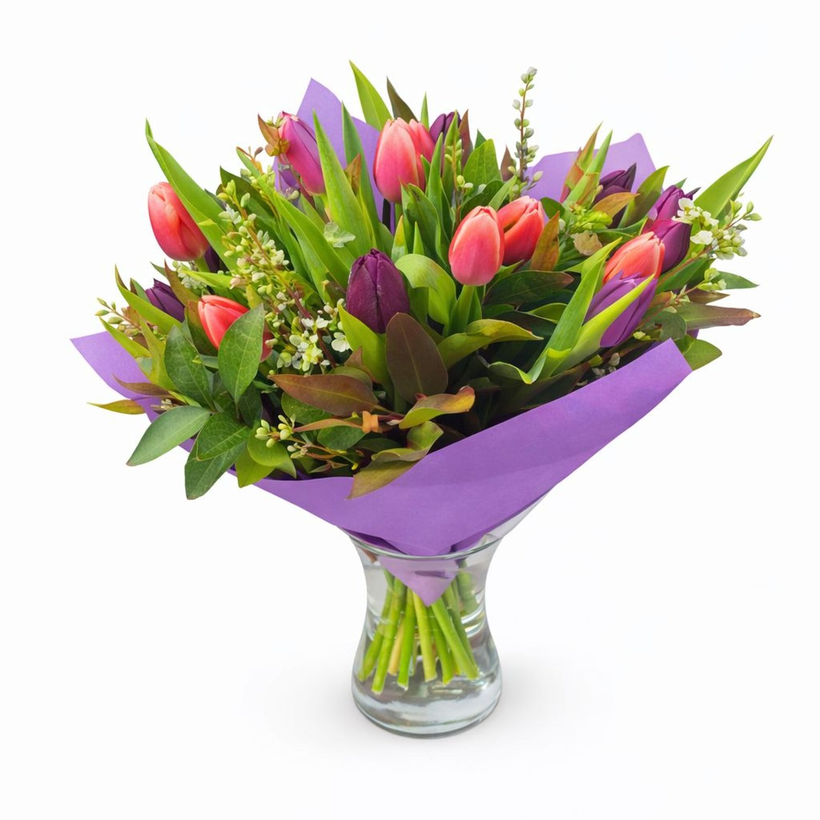 זר טוליפים חלום סגול ורוד